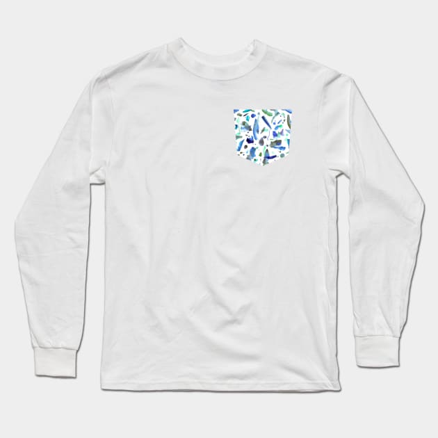 Pocket- speckled watercolor blue Long Sleeve T-Shirt by ninoladesign